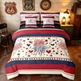 thumbnail image 1 of Manfei Sweet Heart Stars Twin Bedding, Firework Stripe Bedding Comforter Set, Red White Blue, Black Reversible 7-Piece, 1 of 6