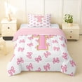 thumbnail image 1 of Manfei Sweet Monogram T Twin Comforter Sets,Pretty Bow Bedding Set,Pink,Pink Reversible,2-Piece,1 Comforter and 1 Pillowcase, 1 of 7