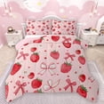 thumbnail image 1 of Manfei Sweet Strawberry Bedding Comforter Set,Cartoon Daisy Loves Twin Comforter Sets,Pink Bowknot Ribbon Bedding Set For Kids,Microfiber Bedroom Decor Reversible,2pcs, 1 of 8