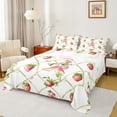 thumbnail image 1 of Manfei Sweet Strawberry Full Size Sheets,Chic Bow Ribbon Bed Sheets,White Red Green Sheet Sets For Kids,Microfiber Bedroom Decor,4 Pieces, 1 of 7