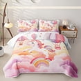 thumbnail image 1 of Manfei Sweet Unicorn Twin Quilt Set,Dreamy Cloud Balloon Twin Coverlet Set,Pink Multicolor,2-Piece, 1 of 7