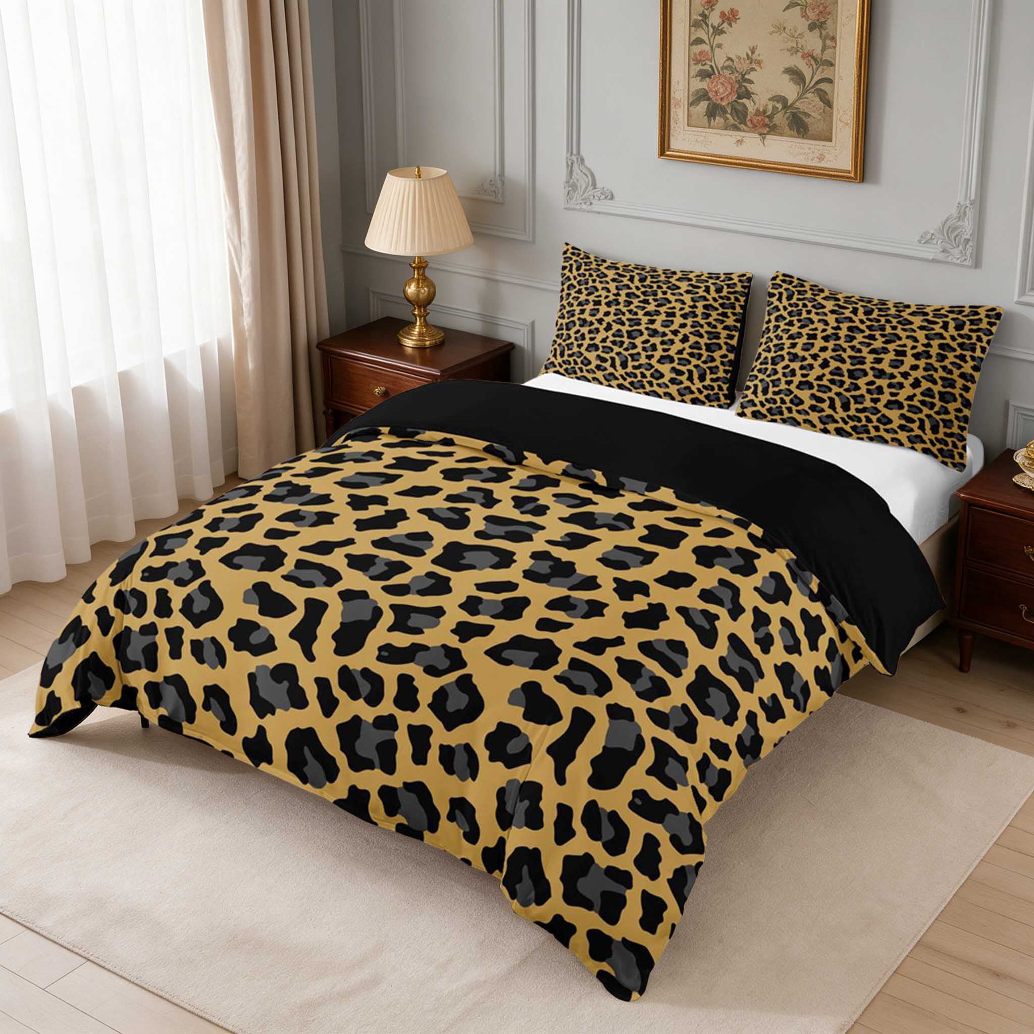 Grey Pattern Cover Manfei Tan Grey Leopard Bedding, Charcoal Spot Pattern Duvet Cover Full ...