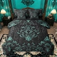 thumbnail image 1 of Manfei Teal Baroque Damask 7-Piece Bedding Sets Full Size, Hippie Flower Floral Comforter Sets with Sheets, Vintage Victorian Bedding Accessories, Breathable Bedroom Decorative, 1 of 6