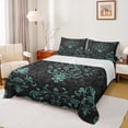 thumbnail image 1 of Manfei Teal Baroque Damask Bed Sheets Set King Size, Hippie Flower Floral Bedding Sets King Size, Vintage Victorian Top Sheet, Breathable Bedroom Decorative, 4-Piece, 1 of 6