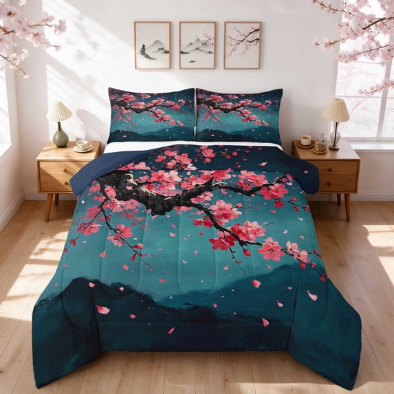 Manfei Teal Branch Queen Comforter Set with 2 Pillowcases - Walmart.com