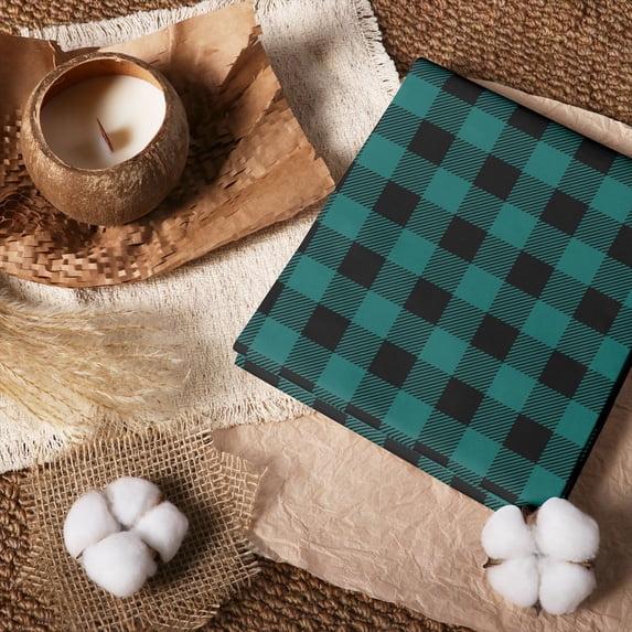 Manfei Teal Buffalo 100% Cotton Fabric by the Yard 1 Yard, Forest Check ...