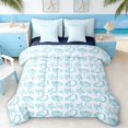 thumbnail image 1 of Manfei Teal White Seashell Bow Starfish Bedding Comforter Set for Kids Boys and Girls, Cartoon Sealife Full Bedding Set, Navy Reversible 7-Piece, 1 of 6