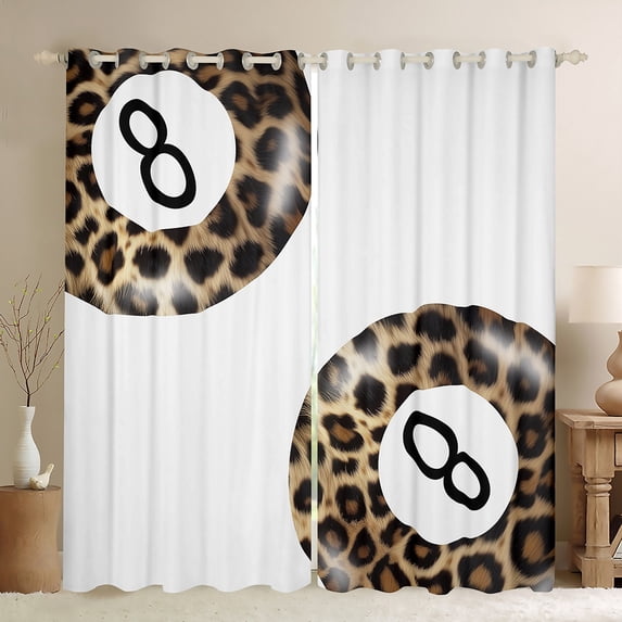 Manfei Teen Billiards Blackout Curtains Set of 2 (52x84 Each),Ball Sports Game Window Curtains,Brown Cheetah Pattern Curtains and Drapes for girls boys,Super Cozy Room Decor
