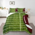 thumbnail image 1 of Manfei Teen Cartoon Ball Queen Comforter Set, Rugby Football Sports Lover Bedding Sets, Stripes Geometric Reversible Bedding Comforter Set, Ultra Soft Home Decor, 3pcs, 1 of 8