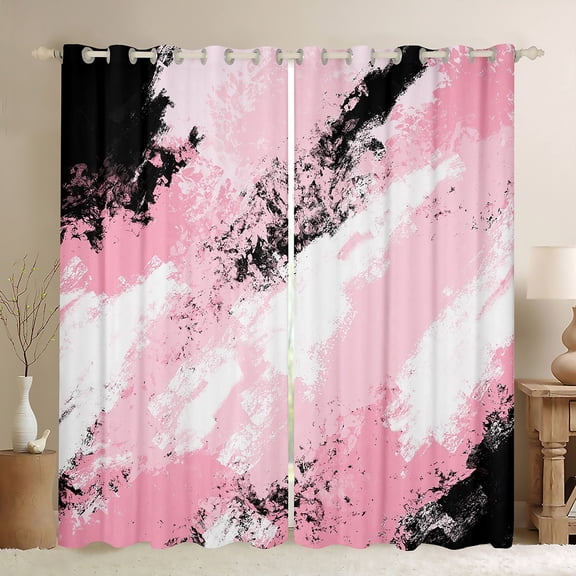 Manfei Teens Adults Abstract Oil Painting Black Out Curtains,Vintage Aesthetic Curtains Pack of 2 (42x63 Each),Retro Gradient Minimalist Bedroom Curtains,Breathable Home Decor