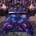 thumbnail image 1 of Manfei Teens Adults Flowers Gradient Butterflies 3 Pieces Queen Comforter Set,Spring Garden Ultra Soft Bedding Sets,Dreamy Princess Bedding Comforter Set Breathable,Super Cozy Room Decor,Reversible, 1 of 8