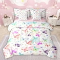 thumbnail image 1 of Manfei Teens Adults Flying Gradient Butterflies Bedding Comforter Set 7 Pieces,Love Heart Print Full Bedding Set Lightweight,Dreamy Princess Fitted Sheet Flat Sheet,Super Cozy Room Decor,Reversible, 1 of 8
