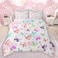 thumbnail image 1 of Manfei Teens Adults Flying Gradient Butterflies Full Size Comforter Sets 3-Piece,Love Heart Print Bedding Comforter Set,Dreamy Princess Lightweight Bedding Sets,Super Cozy Room Decor,Reversible, 1 of 8
