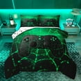 thumbnail image 1 of Manfei Teens Adults Spider Web Gamer 3 Pieces Queen Comforter Set,Video Game Ultra Soft Bedding Sets,Black Green Gamepads Bedding Comforter Set Breathable,Super Cozy Room Decor,Reversible, 1 of 8
