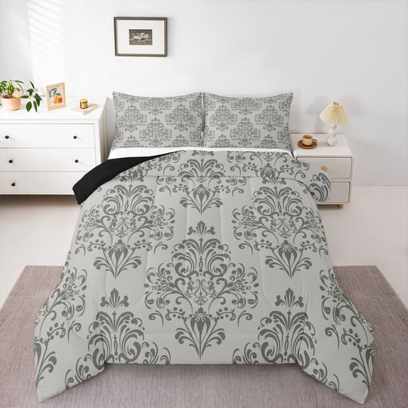 Manfei Teens Bohemian Damask Bedding Comforter Set 2pcs,Traditional Floral Flower Twin Comforter Sets Microfiber,Exotic Style Breathable Bedding Set,Breathable Home Decor,Reversible