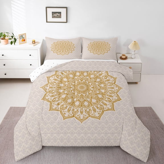 Manfei Teens Boho Mandala Bedding Comforter Set 2pcs,Hippie Floral Twin Comforter Sets Microfiber,Exotic Style Breathable Bedding Set,Ultra Soft Home Decor,Reversible