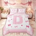 thumbnail image 1 of Manfei Teens Bow Knot D Personalized Initial Full Size Comforter Sets 3 Pieces,Ribbon Bow Cute Princess Bowtie Bedding Sets for Girls Female,Pink Reversible,Super Cozy Room Decor, 1 of 6