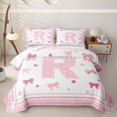 thumbnail image 1 of Manfei Teens Bow Knot R Personalized Initial Quilt Full,Ribbon Bow Cute Princess Bowtie Full Bedspread Sets for Girls Female, 1 of 7