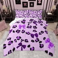 thumbnail image 1 of Manfei Teens Bow Leopard Print 3-Piece Full Size Comforter Sets,Black Purple Bedding Comforter Set,Kawaii Bowknot Lightweight Bedding Sets,Luxury Bedroom Decor,Reversible, 1 of 8