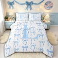 thumbnail image 1 of Manfei Teens Cartoon L Personalized Initial Queen Comforter Set 3pcs,Girls Kids Blue Polka Dots Bedding Comforter Set,Luxury Bedroom Decor, 1 of 6
