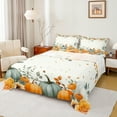 thumbnail image 1 of Manfei Teens Cartoon Pumpkin Full Size Sheets, Fall Autumn Leaf Bed Sheets, Harvest Thanksgiving Day Sheet Sets, Luxury Bedroom Decor, 4 Pieces, 1 of 7