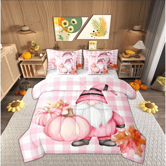 Manfei Teens Cartoon Squirrel Bedding Comforter Set 7pcs, Fall Autumn Pumpkin Queen Bedding Sets, Harvest Thanksgiving Day Queen Sheet Sets, Luxury Bedroom Decor