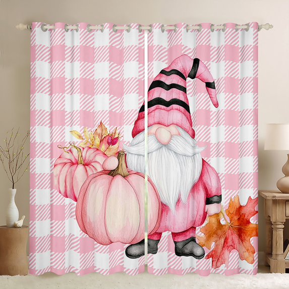 Manfei Teens Cartoon Squirrel Black Out Curtains, Fall Autumn Pumpkin Curtains Pack of 2 (42x63 Each), Harvest Thanksgiving Day Bedroom Curtains, Curtains and Drapes Decor