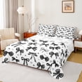 thumbnail image 1 of Manfei Teens Children Cartoon Ribbon Bowtie 4pcs Bed Sheets,Black White King Sheets,Love Heart Print Super Cozy Sheet Set,Ultra Soft Home Decor, 1 of 7