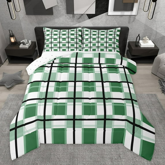Manfei Teens Children Retro Grid 2pcs Bedding Comforter Set,Abstract Vintage Plaid Twin Comforter Sets,Geometric Theme Breathable Bedding Set,Super Cozy Room Decor,Reversible