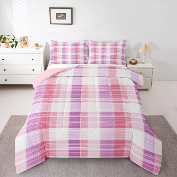 Manfei Teens Children Retro Grid 3-Piece Full Size Comforter Sets,Abstract Vintage Plaid Bedding Comforter Set,Geometric Theme Lightweight Bedding Sets,Super Cozy Room Decor,Reversible