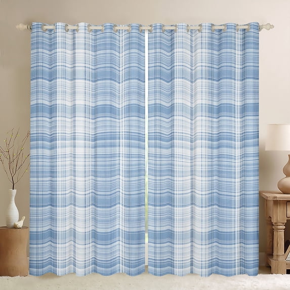Manfei Teens Children Retro Grid Curtains Pack of 2 (42x84 Each),Abstract Vintage Plaid Curtains Blackout,Geometric Theme Bedroom Curtains,Super Cozy Room Decor
