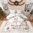 thumbnail image 1 of Manfei Teens Christmas Snowman Bedding Comforter Set 7 Pieces, Orange Gifts Print Full Bedding Set, Western Winter Festival Reversible Fitted Sheet Flat Sheet, Luxury Bedroom Decor, 1 of 8