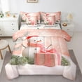 thumbnail image 1 of Manfei Teens Christmas Snowman Twin Bedding Sets 7-Piece, Orange Gifts Print Bedding Comforter Set, Western Winter Festival Reversible Sheet Sets, Lightweight Room Decor, 1 of 7