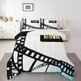 thumbnail image 1 of Manfei Teens Cinema Trictet Bedding Comforter Set, Filmstrip Movie Night Twin Comforter Sets, Retro Theater Theme Reversible Bedding Set, Super Cozy Room Decor, 2-Piece, 1 of 8