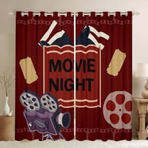 Manfei Teens Cinema Trictet Black Out Curtains, Filmstrip Movie Night Curtains Pack of 2 (42x63 Each), Retro Theater Theme Bedroom Curtains, Curtains and Drapes Decor