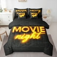 thumbnail image 1 of Manfei Teens Cinema Trictet Twin Bedding Sets 7-Piece, Filmstrip Movie Night Bedding Comforter Set, Retro Theater Theme Reversible Sheet Sets, Breathable Home Decor, 1 of 7