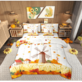 thumbnail image 1 of Manfei Teens Fall Farm Twin Bedding Sets 7-Piece, Cartoon Orange Pumpkin Bedding Comforter Set, Autumn Maple Leaf Reversible Sheet Sets, Lightweight Room Decor, 1 of 7