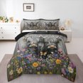 thumbnail image 1 of Manfei Teens Farmhouse Cow Queen Comforter Set, Vibrant Groovy Flower Bedding Comforter Set, Butterfly Animal Reversible Bedding Set, Luxury Bedroom Decor, 3 Pieces, 1 of 8