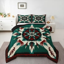 Manfei Teens Female Men Abstract Feather 2pcs Bedding Comforter Set,Bohemian Aztec Twin Comforter Sets,Tribal Theme Breathable Bedding Set,Ultra Soft Home Decor,Reversible