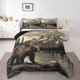 thumbnail image 1 of Manfei Teens Female Men Safari Bear Full Size Comforter Sets 3-Piece,Woodland Wildlife Bedding Comforter Set,Jungle Animal Lightweight Bedding Sets,Microfiber Bedroom Decor,Reversible, 1 of 8