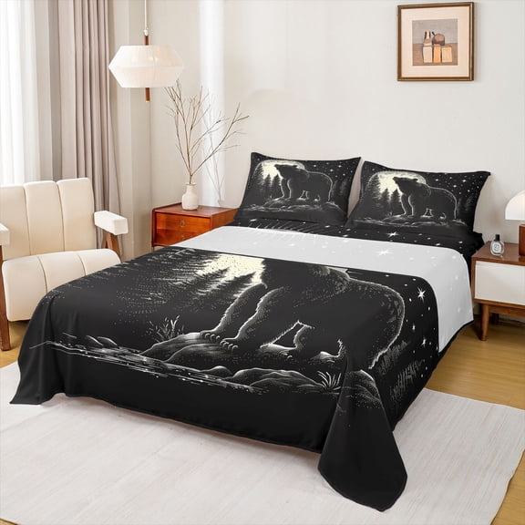 Manfei Teens Female Men Safari Bear Twin Sheet Sets 3pcs,Woodland Wildlife Twin Fitted Sheet Microfiber,Jungle Animal Breathable Flat Sheet,Microfiber Bedroom Decor