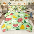 thumbnail image 1 of Manfei Teens Fruit Strawberry 7pcs Bedding Comforter Set, Pear Watermelon Cartoon Queen Bedding Sets, Cute Flower Plant Reversible Queen Sheet Sets, Microfiber Bedroom Decor, 1 of 8