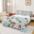 thumbnail image 1 of Manfei Teens Fruit Strawberry Queen Sheet Sets, Blue Cartoon Flat Sheet, Tropic Flower Plant Queen Fitted Sheet, Microfiber Bedroom Decor, 4pcs, 1 of 7