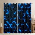 thumbnail image 1 of Manfei Teens Futuristic Honeycomb Curtains Pack of 2 (42x84 Each), Blue Abstract Ombre Curtains Blackout, Geometric Stripes Bedroom Curtains, Curtains Blackout Bedroom Decor, 1 of 6