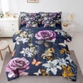 thumbnail image 1 of Manfei Teens Girls Flying Butterflies Bedding Comforter Set 7pcs,Chic Floral Flowers Queen Bedding Sets Super Cozy,Spring Garden Queen Sheet Sets,Ultra Soft Home Decor,Reversible, 1 of 8