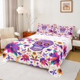 thumbnail image 1 of Manfei Teens Hippie Skeleton Twin Sheet Sets, Bohemian Flower Floral Twin Fitted Sheet, Western Theme Flat Sheet, Microfiber Bedroom Decor, 3 Pieces, 1 of 7