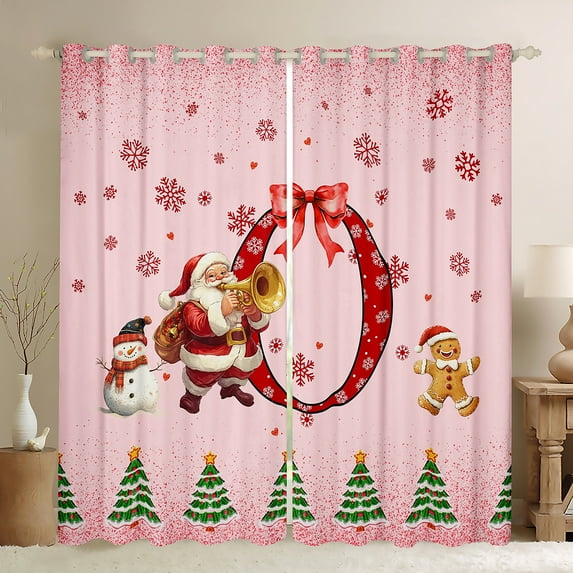 Manfei Teens Initial Letter O Curtains Pack of 2 (42x84 Each), Christmas Snowflake Snowman Curtains Blackout, Magic Santa Claus Bedroom Curtains, Window Curtains Room Decor