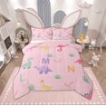 thumbnail image 1 of Manfei Teens Kawaii Dinosaur Queen Comforter Set, Cute Cartoon Animal Bedding Sets, Initial A to Z Letter Reversible Bedding Comforter Set, Ultra Soft Home Decor, 3 Pieces, 1 of 9