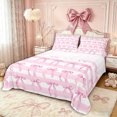 thumbnail image 1 of Manfei Teens Kawaii Ribbon Bow Tie Full Size Sheets 4-Piece,Kids Girls Geometric Stripes Bed Sheets,Ultra Soft Home Decor, 1 of 5