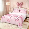 thumbnail image 1 of Manfei Teens Kawaii Ribbon Bowknot Personalized Initial H Full Size Sheets 4-Piece,Girls Romantic Stripes Polka Dots Bed Sheets,Luxury Bedroom Decor, 1 of 5